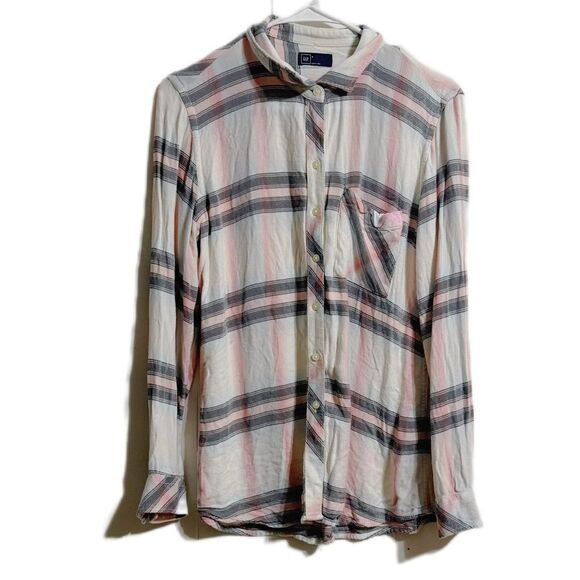 GAP Pink and Gray Casual Button Down Shirt - Picture 1 of 4